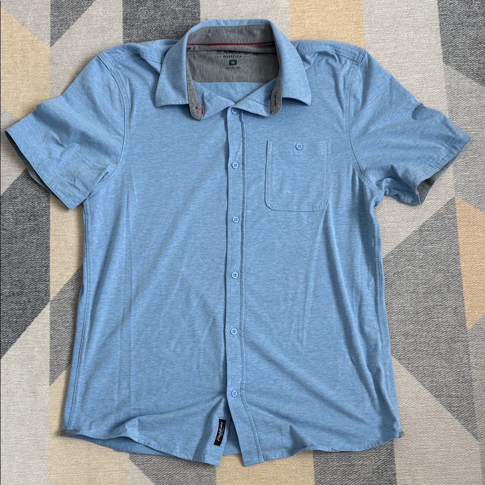 Men's Blue Short Sleeve button up